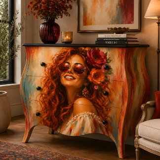 Woman Portrait Red Hair Floral Smile Tissue Paper