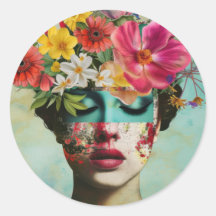 Woman portrait with fashion flowers on the head.