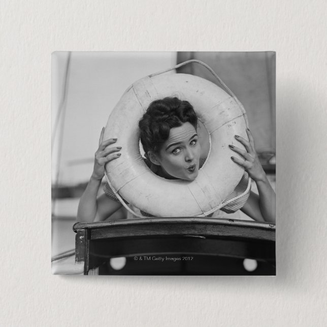 Woman Posing 3 15 Cm Square Badge (Front)