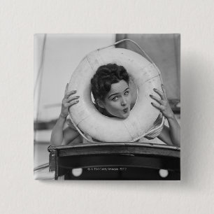 Woman Posing 3 15 Cm Square Badge