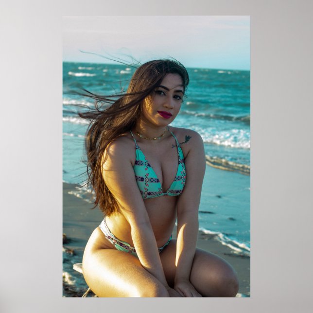 Woman Posing By The Seaside Poster (Front)