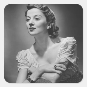 Woman Posing in Studio Square Sticker