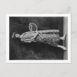 Woman Posing with Tennis Racket Photograph Postcard