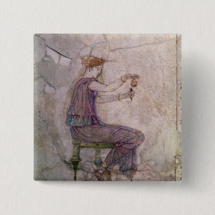 Woman Pouring Perfume into a Phial 15 Cm Square Badge