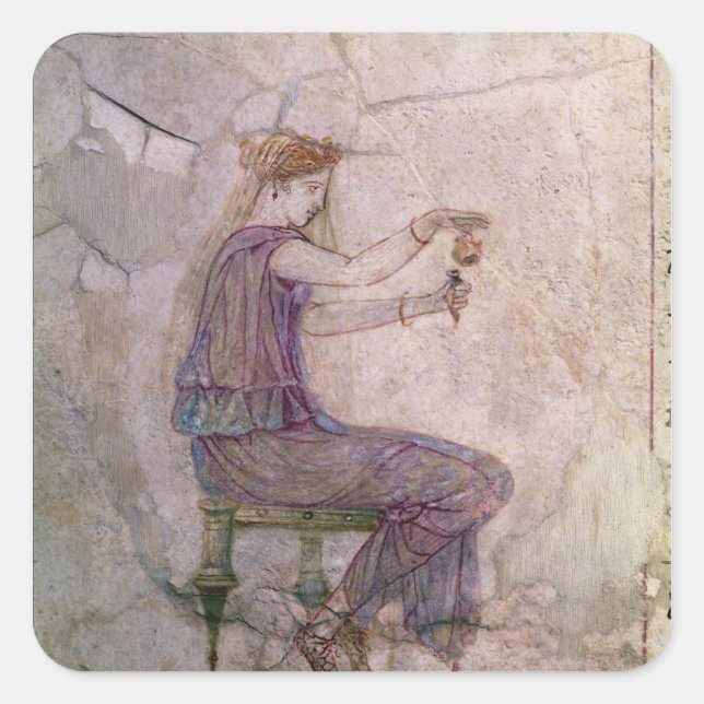 Woman Pouring Perfume into a Phial Square Sticker (Front)