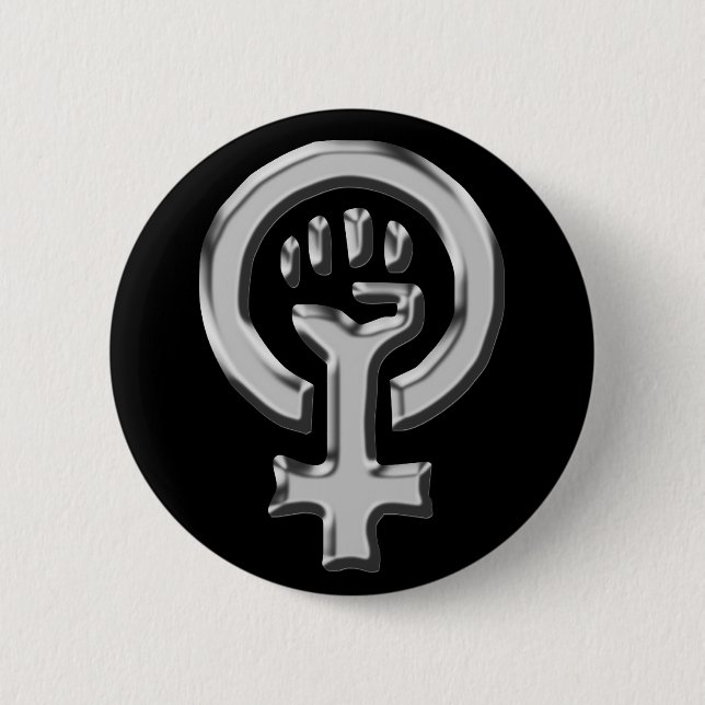 Woman power chrome button (Front)