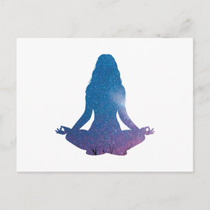 Woman practicing yoga - Choose background colour Postcard