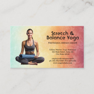 Woman Practicing Yoga   Colour Texture Background Business Card
