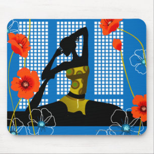 Woman practicing yoga mouse pad