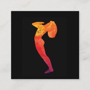 Woman Practicing Yoga Pose Customisable Square Business Card