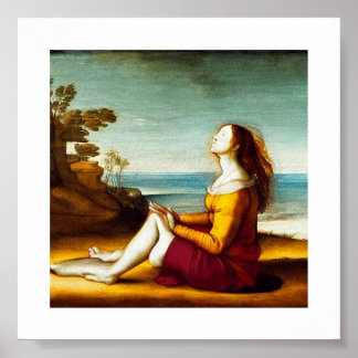 Woman practicing Yoga Renaissance Art Poster