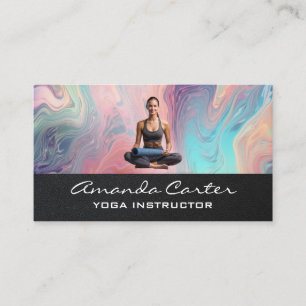 Woman Practicing Yoga with Mat Business Card