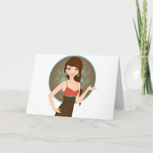 Woman presenting card