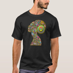 Woman Psychedelic Design Portrait T-Shirt