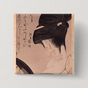 Woman Putting on Make-up 15 Cm Square Badge