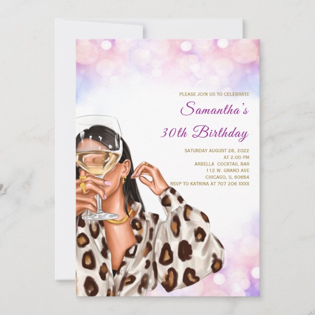  Woman Rainbow Birthday Invitations (Front)