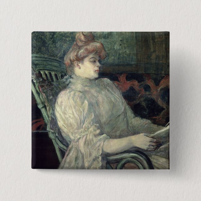 Woman Reading 15 Cm Square Badge (Front)
