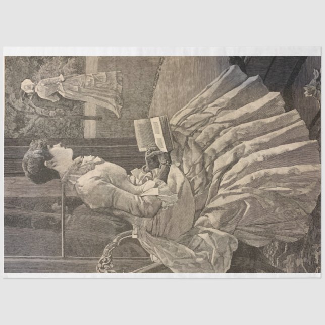Woman Reading, 1880's Tissue Paper (Front)