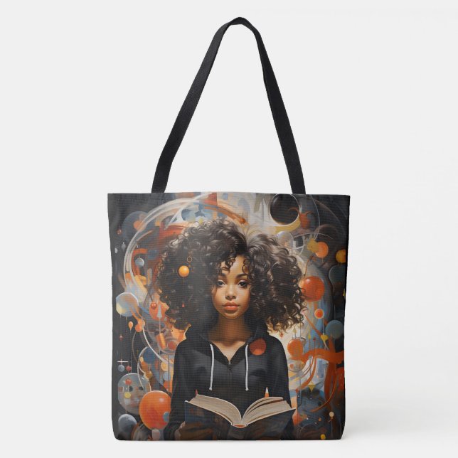 Woman Reading a Book Birthday Gift Tote Bag (Front)