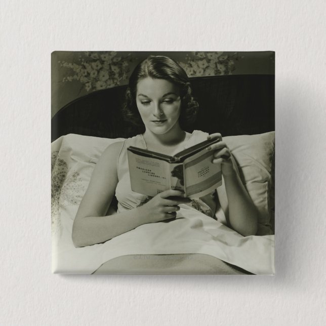 Woman Reading Book 15 Cm Square Badge (Front)
