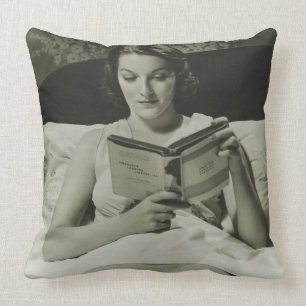 Woman Reading Book Cushion