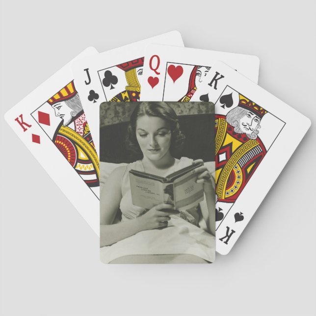 Woman Reading Book Playing Cards (Back)