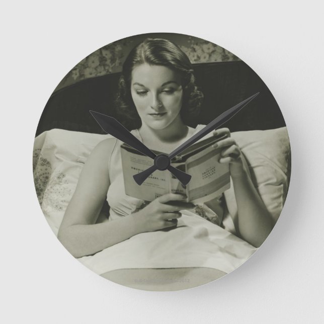 Woman Reading Book Round Clock (Front)
