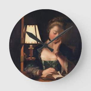 Woman Reading by a Paper-bell Shade, 1766 (oil on Round Clock