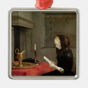Woman Reading, c.1662 Metal Ornament