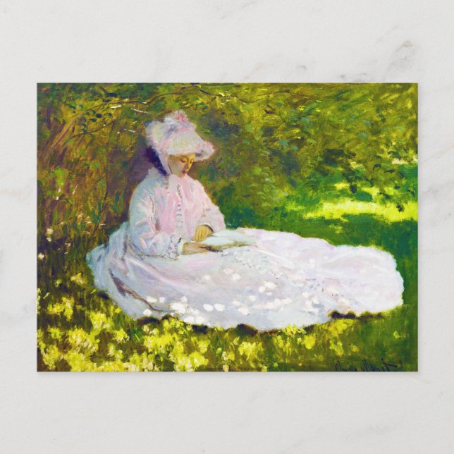 Woman Reading  Claude Monet Postcard (Front)