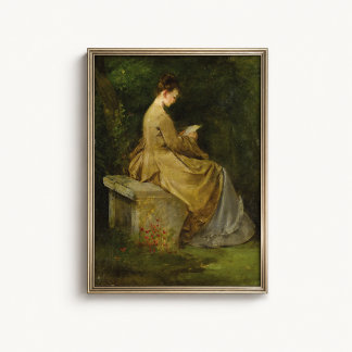 Woman Reading Garden Portrait Poster