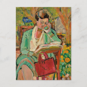 Woman Reading   George Leslie Hunter Postcard