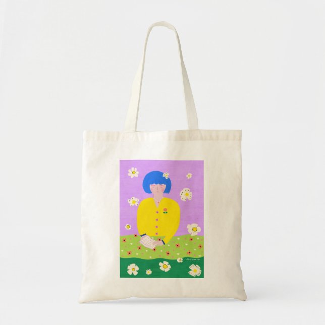 Woman reading in the garden tote bag (Front)