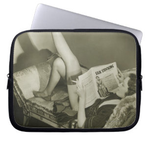 Woman Reading Magazine Laptop Sleeve