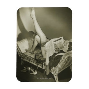 Woman Reading Magazine Magnet