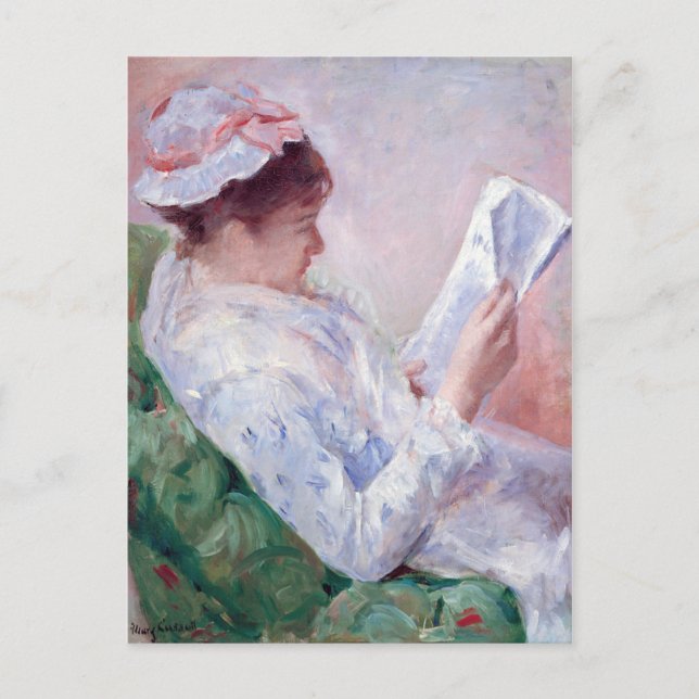 Woman Reading, Mary Cassatt Postcard (Front)