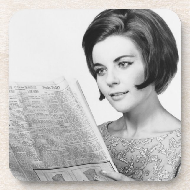 Woman Reading Newpaper Coaster (Front)