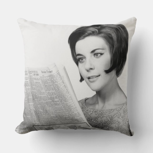 Woman Reading Newpaper Cushion (Front)