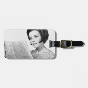 Woman Reading Newpaper Luggage Tag