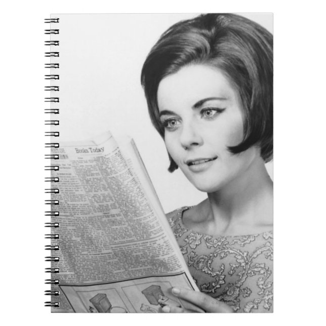 Woman Reading Newpaper Notebook (Front)