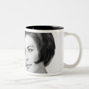Woman Reading Newpaper Two-Tone Coffee Mug