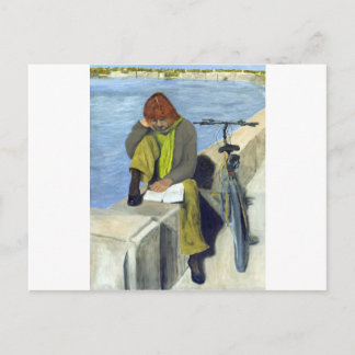 Woman Reading Postcard