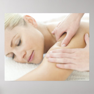 Woman relaxing at a spa while receiving a 2 poster