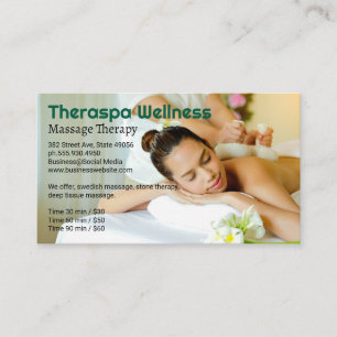 Woman Relaxing at Spa Massage Session Business Card
