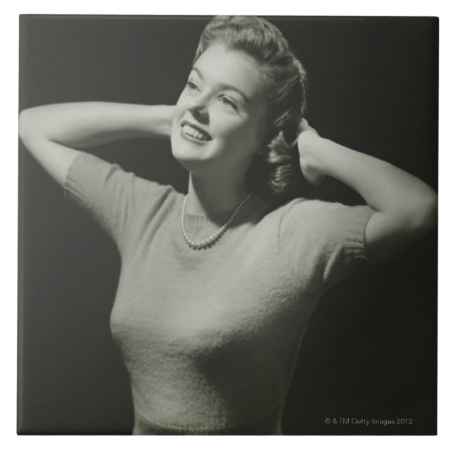 Woman Relaxing Ceramic Tile (Front)