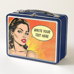 Woman Retro Style Customisable Metal Lunch Box