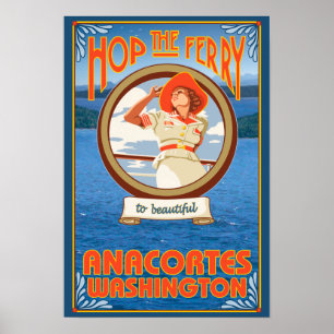 Woman Riding Ferry - Anacortes Washington Poster