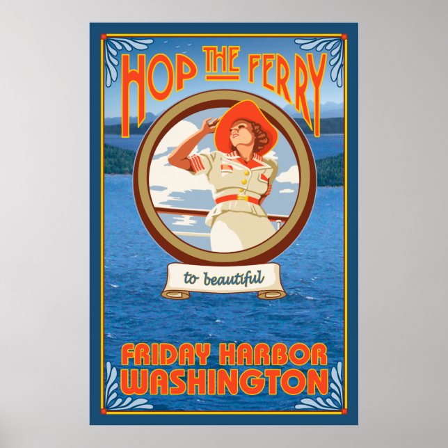 Woman Riding Ferry - Friday Harbour, Washington Poster (Front)