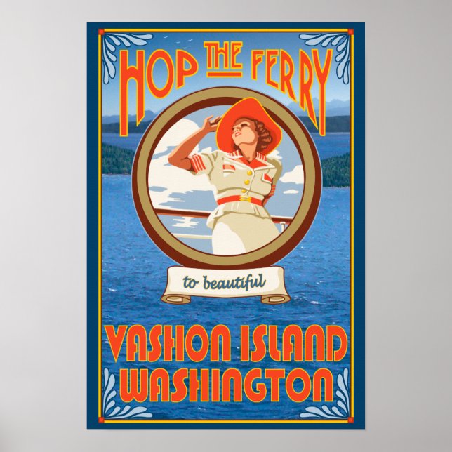 Woman Riding Ferry - Vashon Island, Washington Poster (Front)