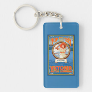 Woman Riding Ferry - Victoria, BC Canada Key Ring